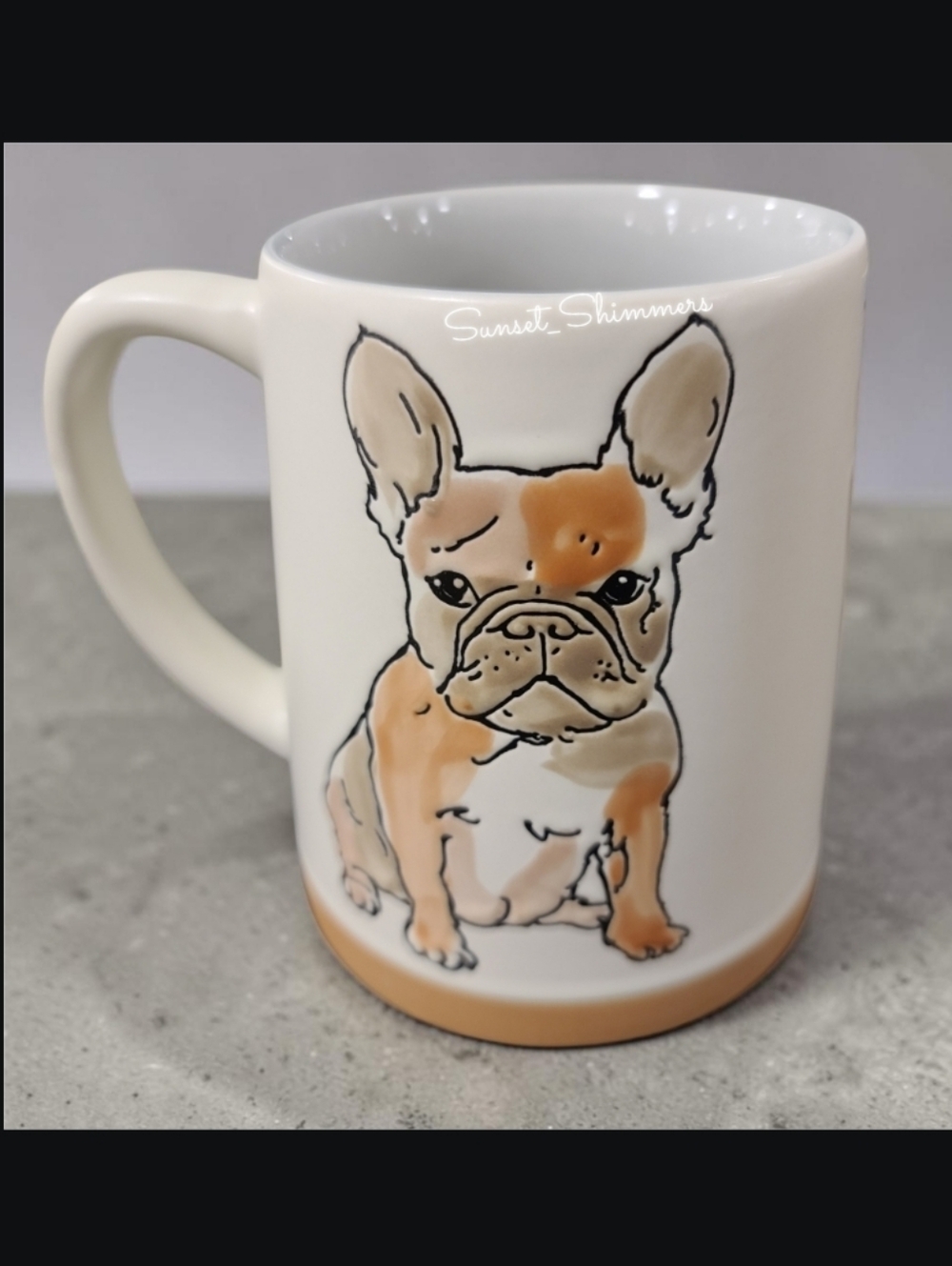 Spectrum Designz Watercolor FRENCH BULLDOG Sitting Up Etched Ceramic Coffee Mug